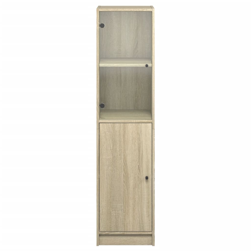vidaXL Highboard mit Glastür Sonoma-Eiche 35x37x142 cm