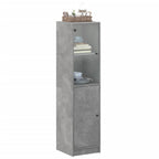 vidaXL Highboard mit Glastür Betongrau 35x37x142 cm