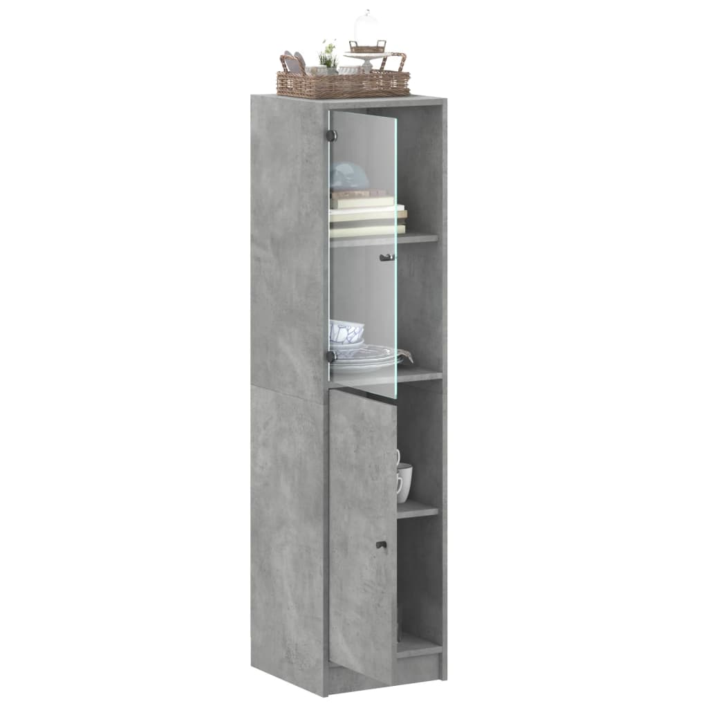 vidaXL Highboard mit Glastür Betongrau 35x37x142 cm