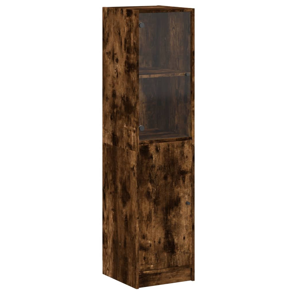 vidaXL Highboard mit Glastür Räuchereiche 35x37x142 cm