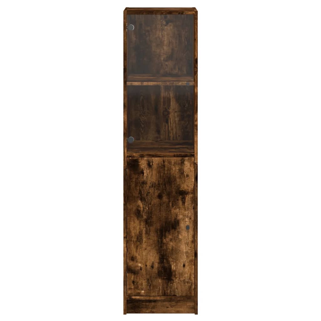 vidaXL Highboard mit Glastür Räuchereiche 35x37x142 cm