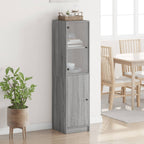 vidaXL Highboard mit Glastür Grau Sonoma 35x37x142 cm