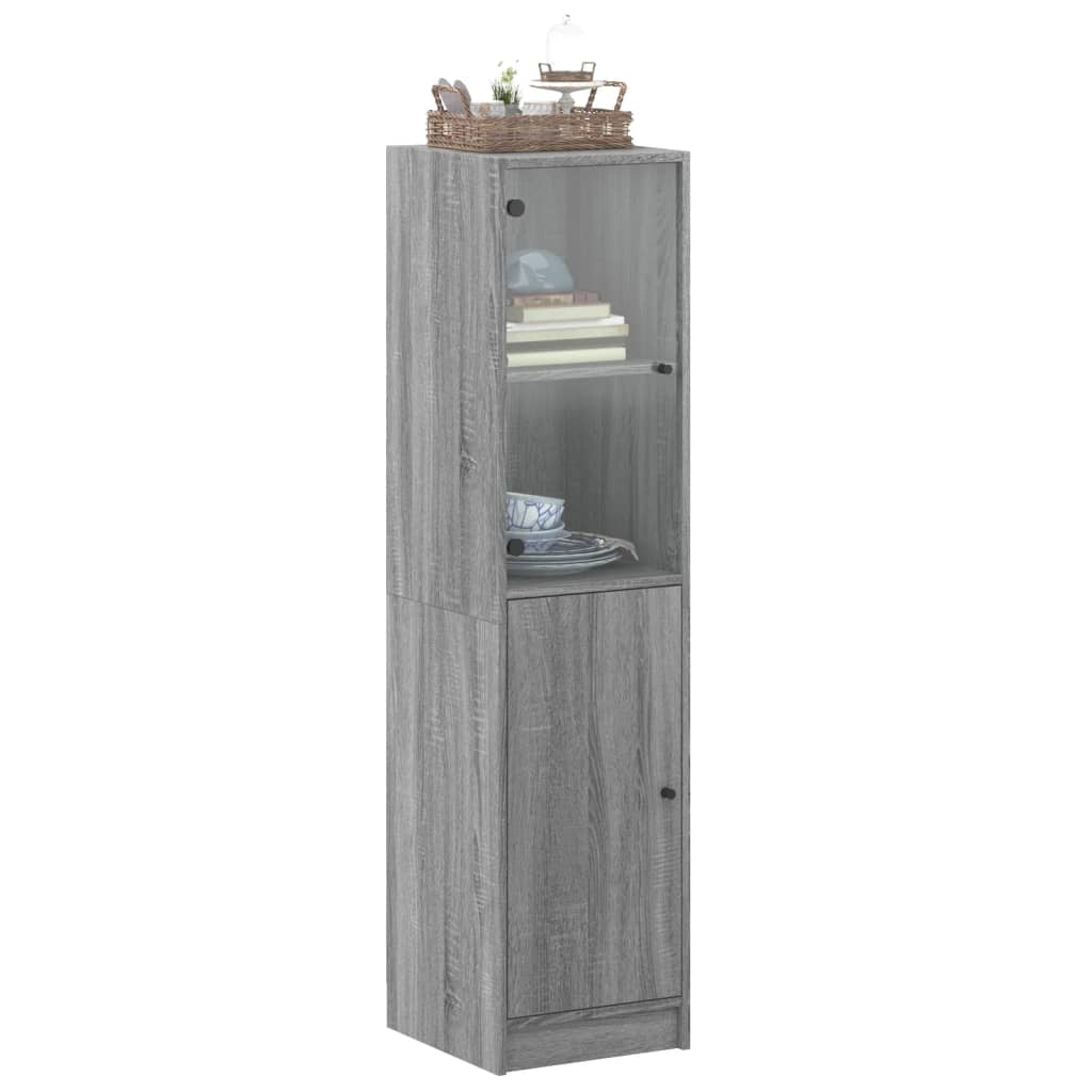 vidaXL Highboard mit Glastür Grau Sonoma 35x37x142 cm
