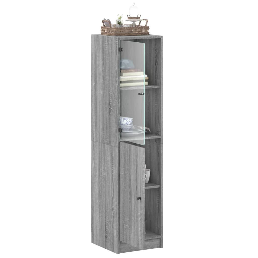 vidaXL Highboard mit Glastür Grau Sonoma 35x37x142 cm