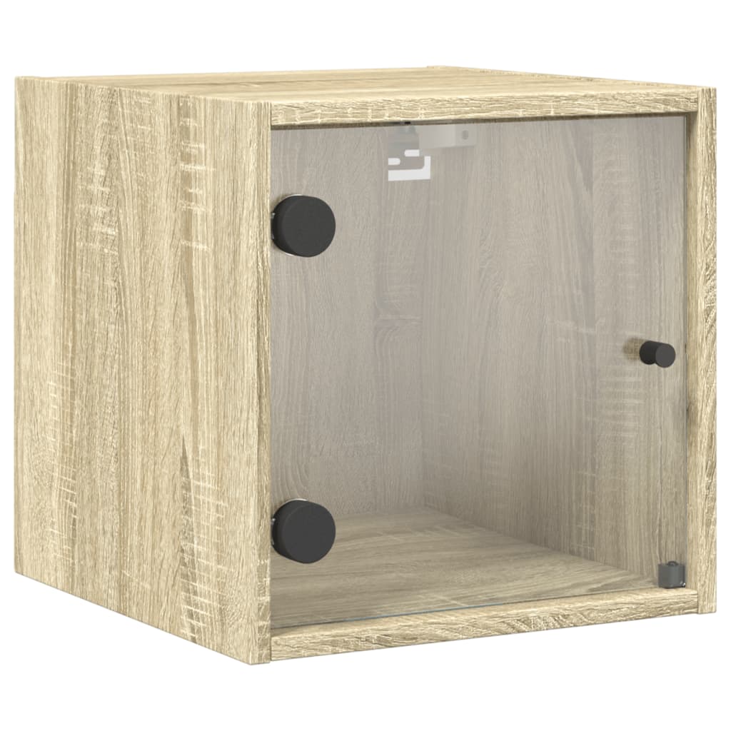 vidaXL Nachttisch mit Glastür Sonoma-Eiche 35x37x35 cm