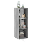vidaXL Wandschrank mit Glastüren Grau Sonoma 35x37x100 cm