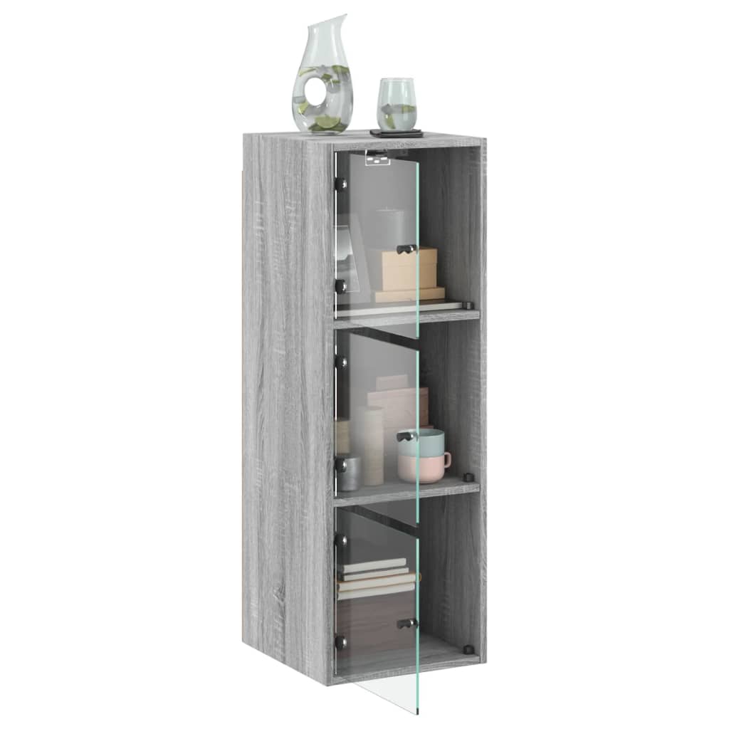 vidaXL Wandschrank mit Glastüren Grau Sonoma 35x37x100 cm