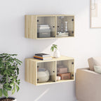 vidaXL Wandschränke mit Glastüren 2 Stk. Sonoma-Eiche 68,5x37x35 cm