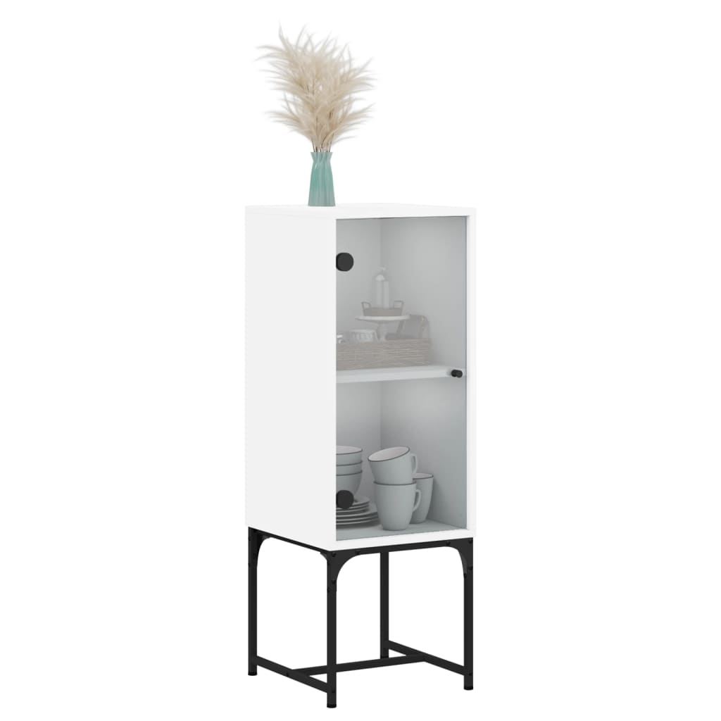 vidaXL Beistellschrank mit Glastür Weiß 35x37x100 cm
