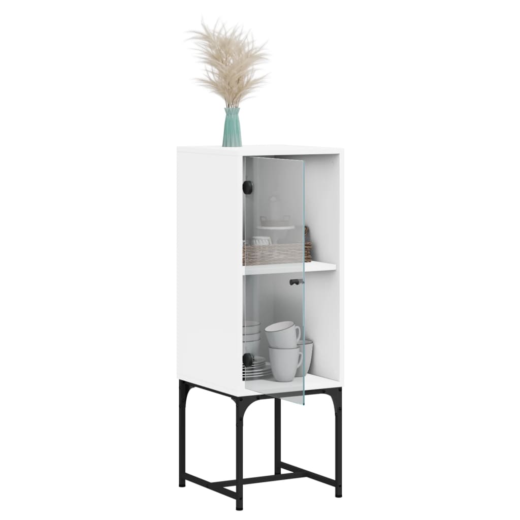 vidaXL Beistellschrank mit Glastür Weiß 35x37x100 cm