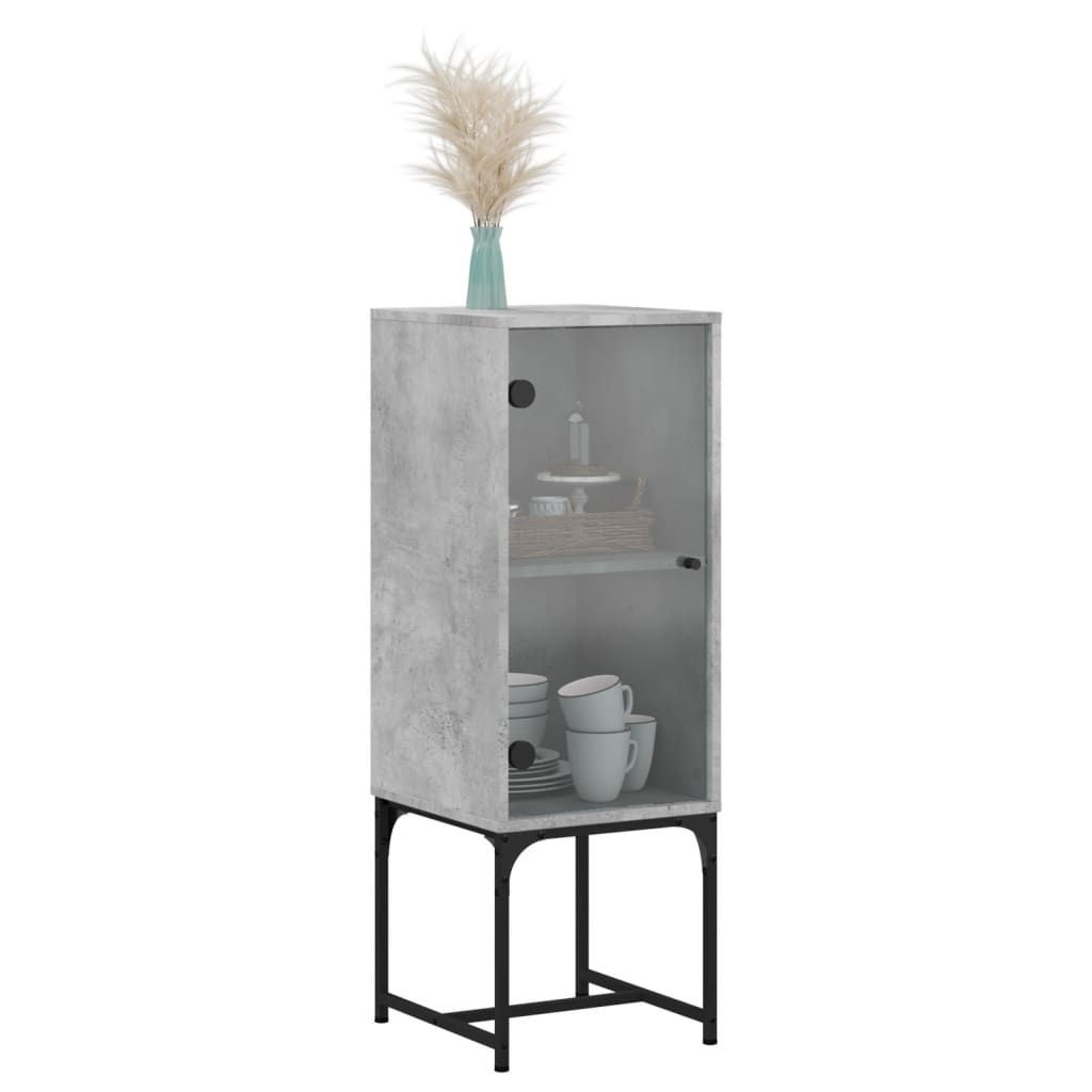 vidaXL Beistellschrank mit Glastür Betongrau 35x37x100 cm
