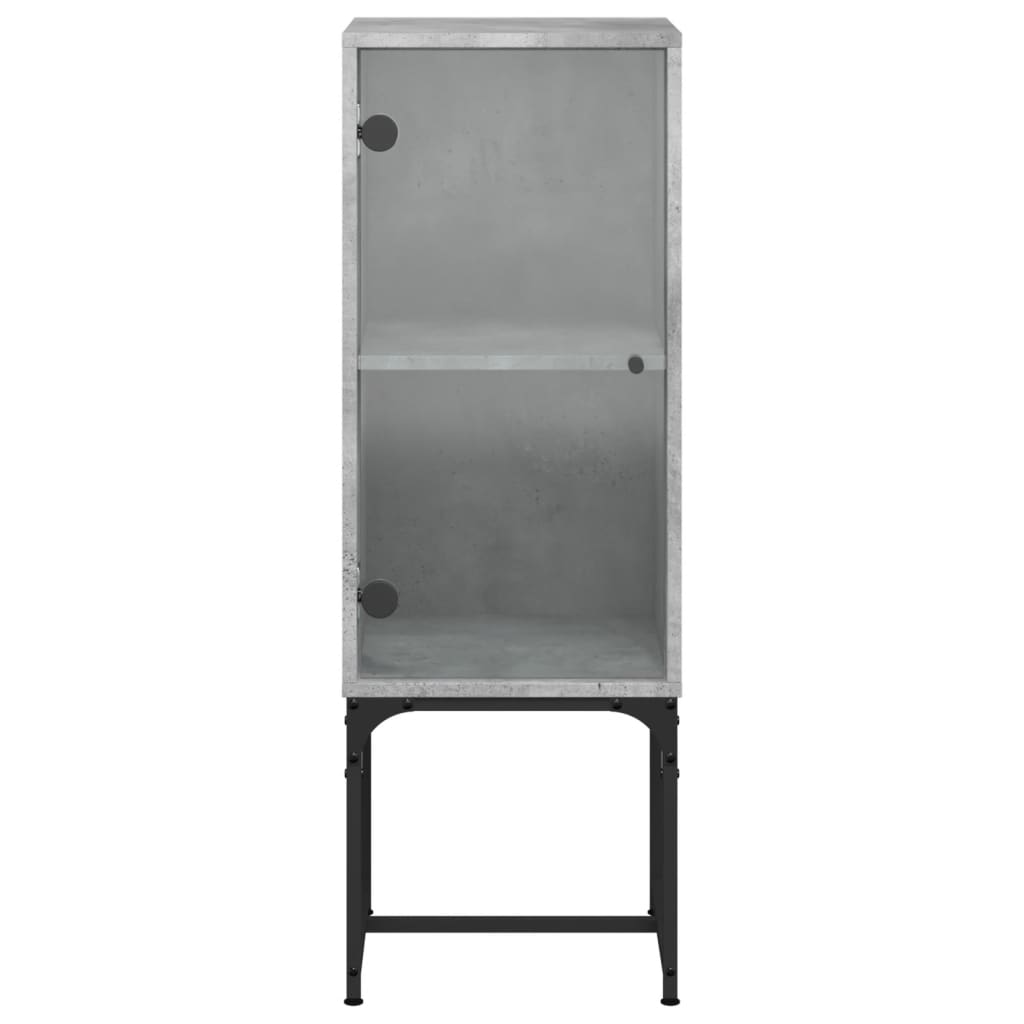 vidaXL Beistellschrank mit Glastür Betongrau 35x37x100 cm