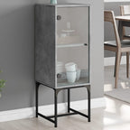 vidaXL Beistellschrank mit Glastür Betongrau 35x37x100 cm