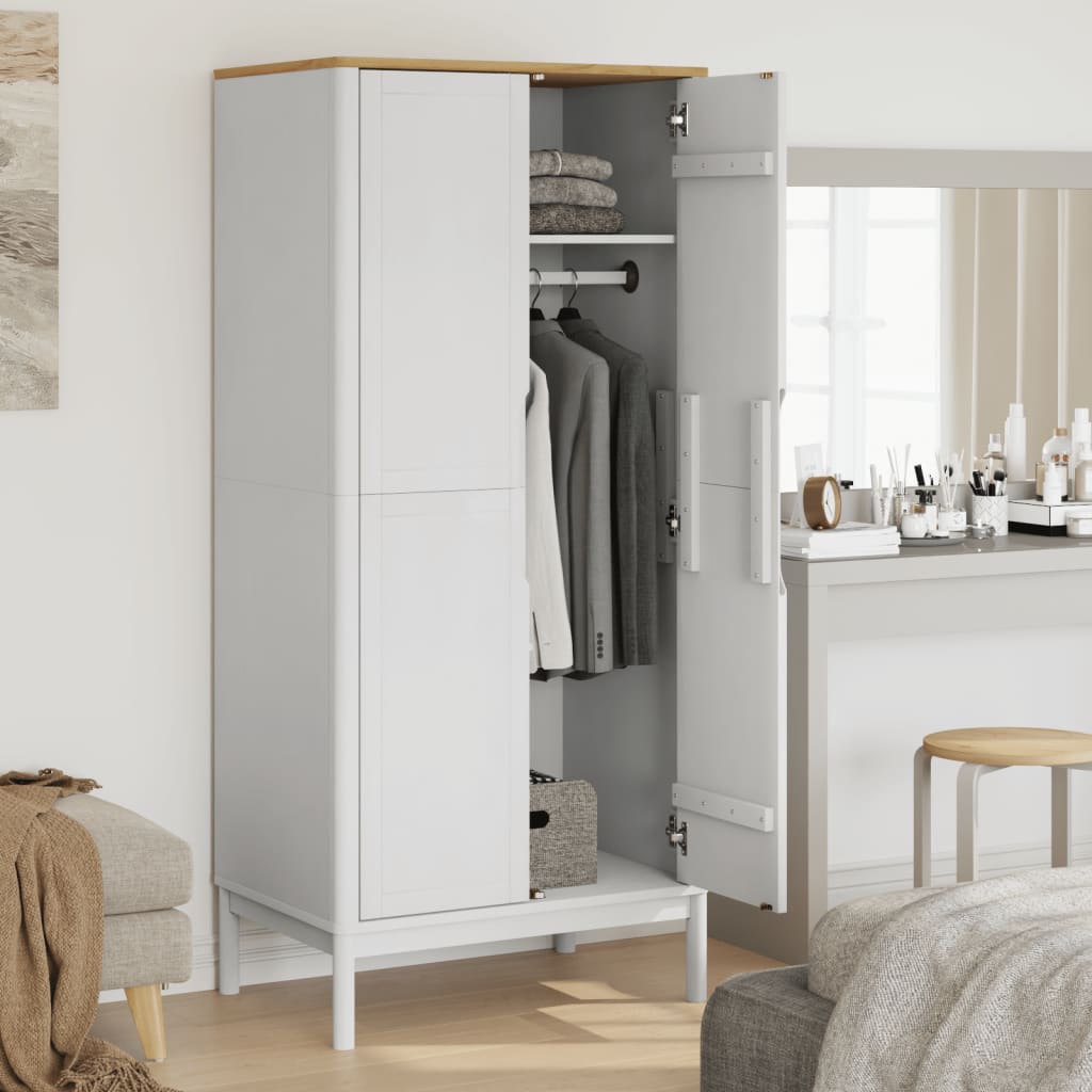 vidaXL Kleiderschrank FLORO Weiß 77x53x171 cm Massivholz Kiefer