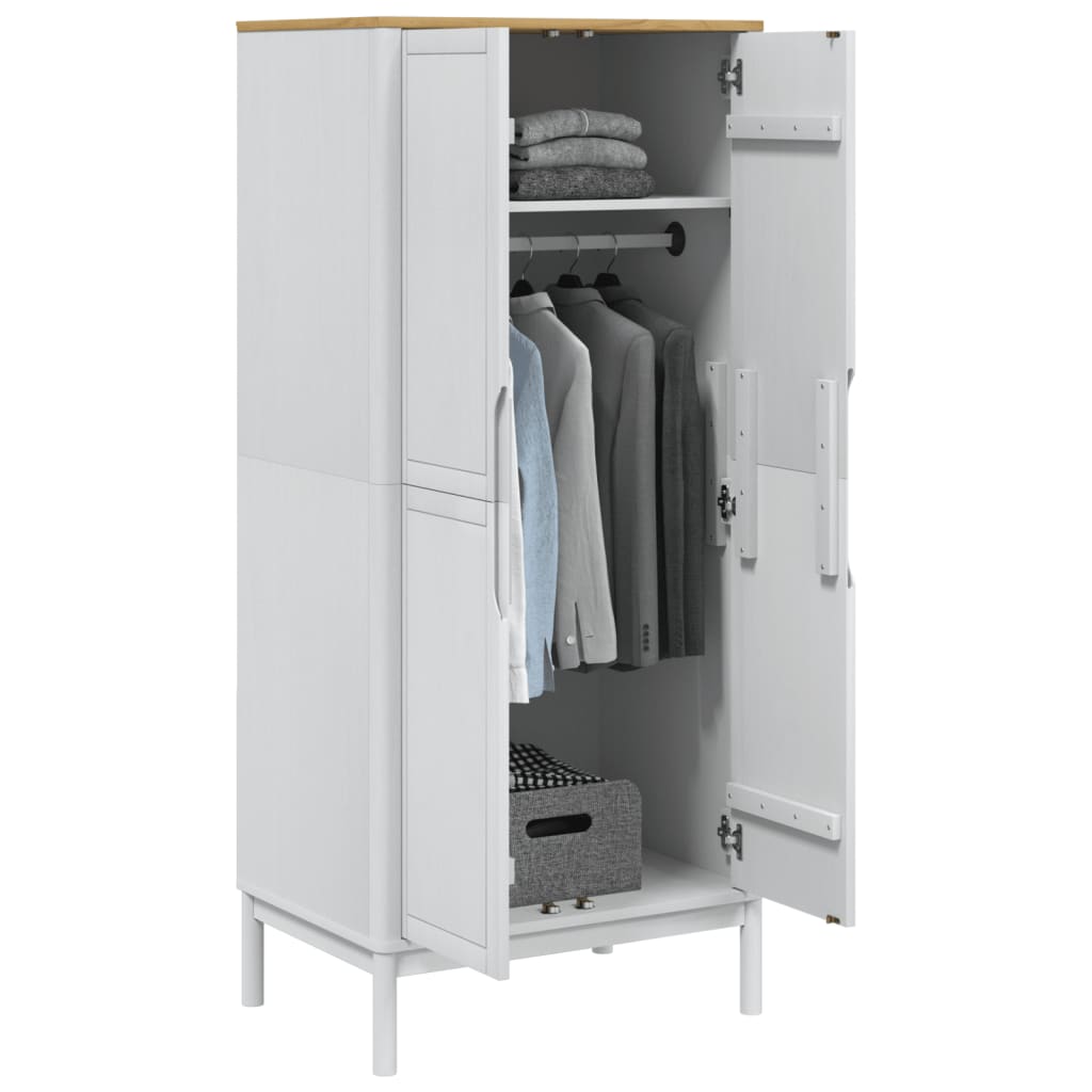 vidaXL Kleiderschrank FLORO Weiß 77x53x171 cm Massivholz Kiefer