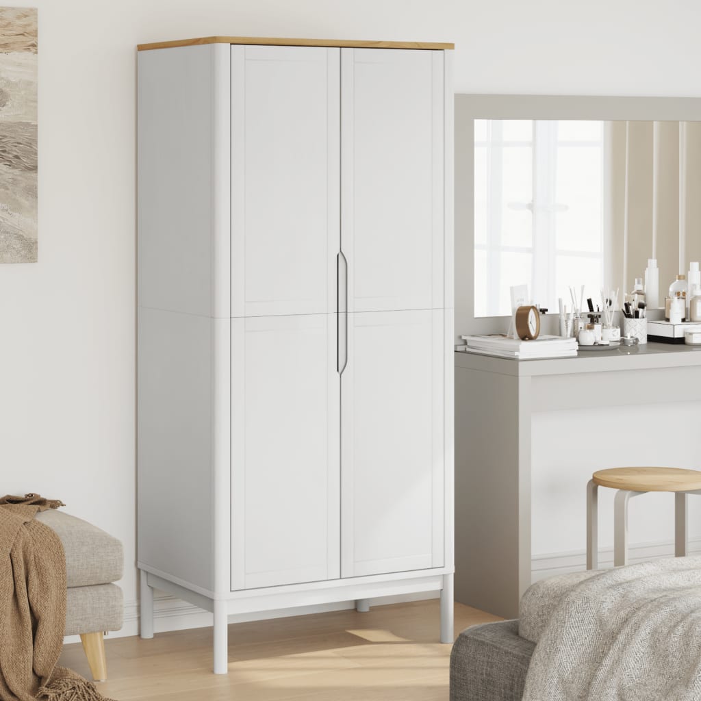 vidaXL Kleiderschrank FLORO Weiß 77x53x171 cm Massivholz Kiefer