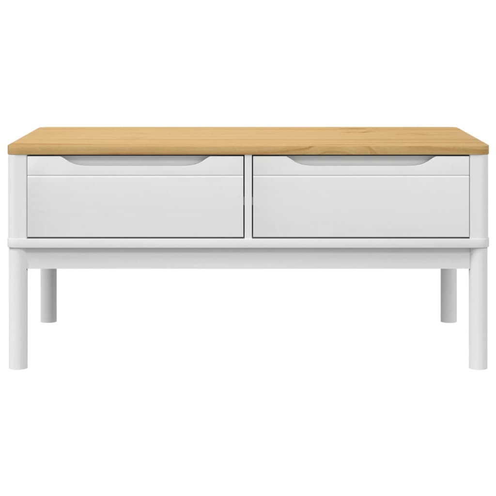 vidaXL Couchtisch FLORO Weiß 99x55,5x45 cm Massivholz Kiefer
