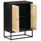 vidaXL Sideboard Schwarz 55x30x76 cm Massivholz Mango und Eisen