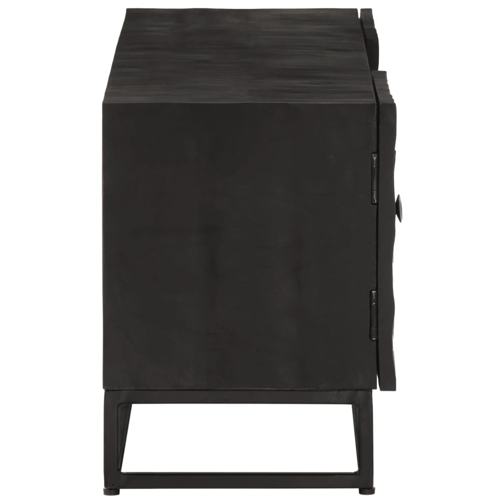 vidaXL TV-Schrank Schwarz 110x30x40 cm Massivholz Mango und Eisen