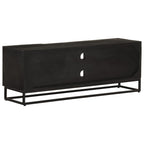 vidaXL TV-Schrank Schwarz 110x30x40 cm Massivholz Mango und Eisen