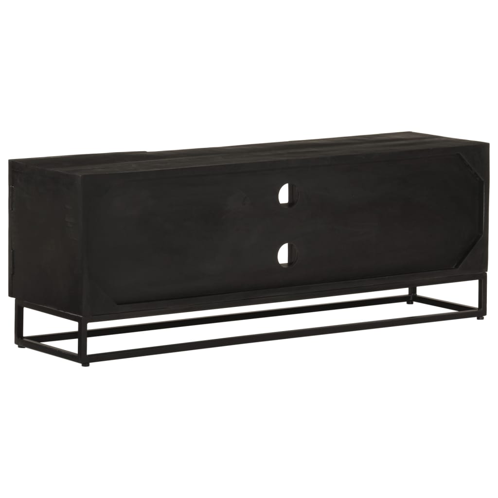 vidaXL TV-Schrank Schwarz 110x30x40 cm Massivholz Mango und Eisen