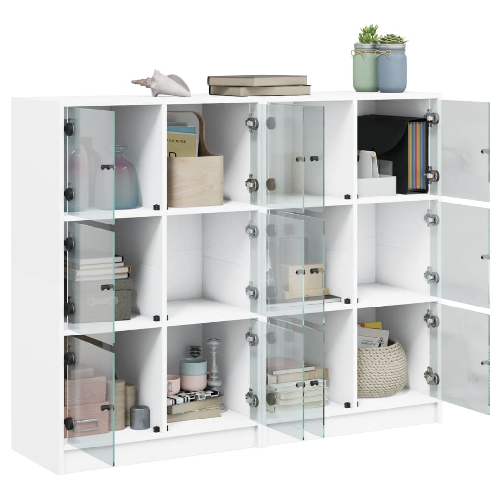 vidaXL Bücherregal mit Türen Weiß 136x37x109 cm Holzwerkstoff