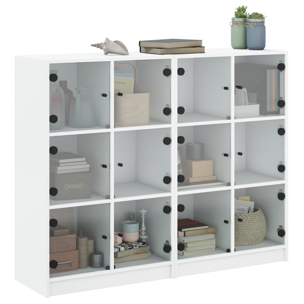 vidaXL Bücherregal mit Türen Weiß 136x37x109 cm Holzwerkstoff