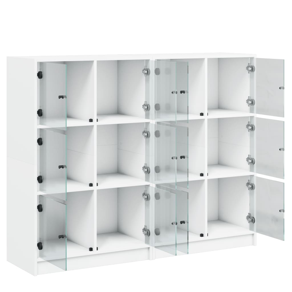 vidaXL Bücherregal mit Türen Weiß 136x37x109 cm Holzwerkstoff