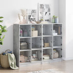 vidaXL Bücherregal mit Türen Betongrau 136x37x109 cm Holzwerkstoff