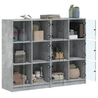 vidaXL Bücherregal mit Türen Betongrau 136x37x109 cm Holzwerkstoff