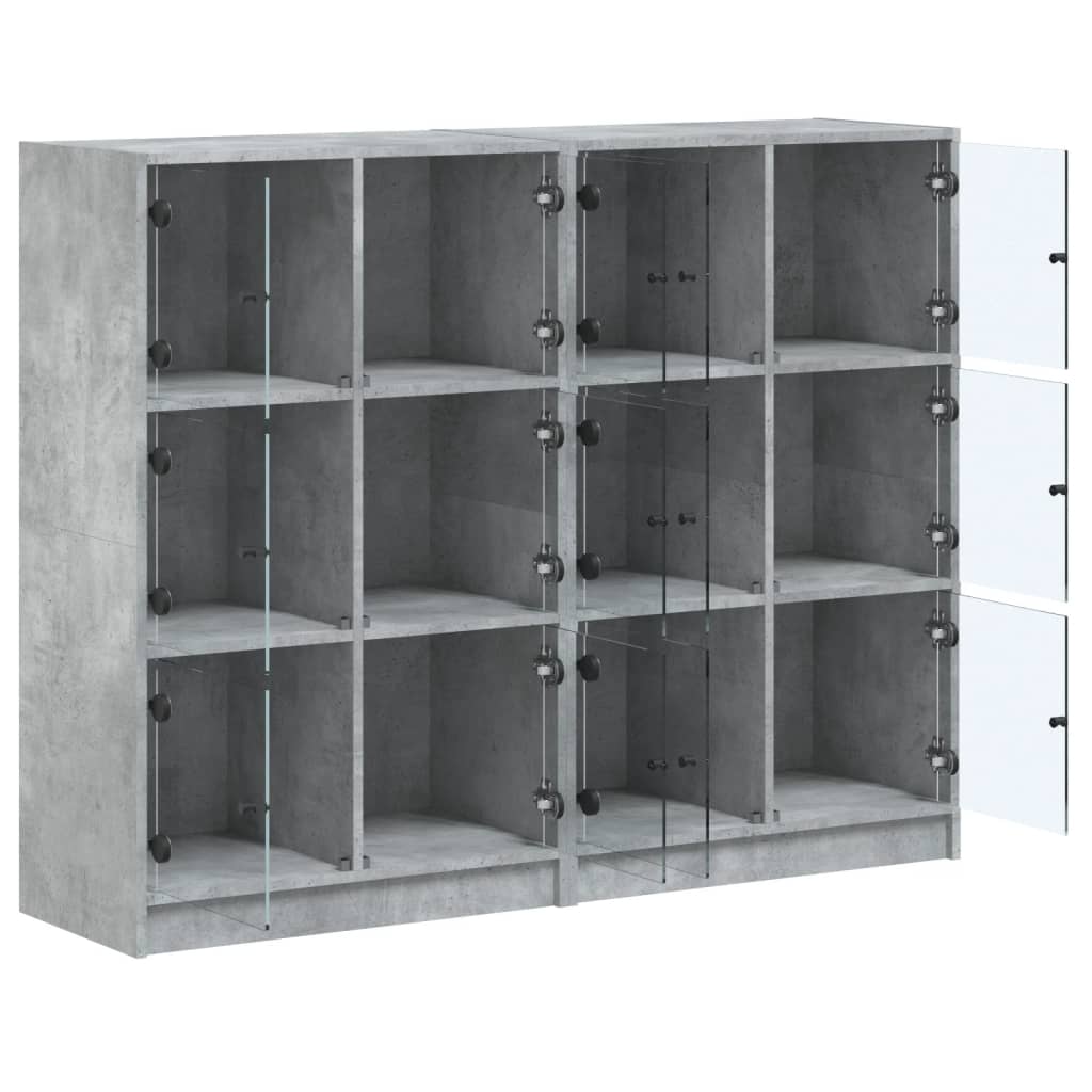 vidaXL Bücherregal mit Türen Betongrau 136x37x109 cm Holzwerkstoff