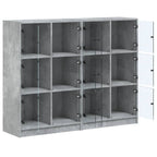 vidaXL Bücherregal mit Türen Betongrau 136x37x109 cm Holzwerkstoff