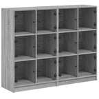 vidaXL Bücherregal mit Türen Grau Sonoma 136x37x109 cm Holzwerkstoff