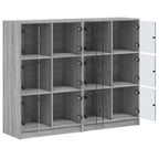 vidaXL Bücherregal mit Türen Grau Sonoma 136x37x109 cm Holzwerkstoff