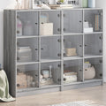 vidaXL Bücherregal mit Türen Grau Sonoma 136x37x109 cm Holzwerkstoff