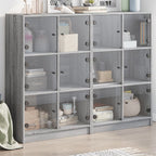 vidaXL Bücherregal mit Türen Grau Sonoma 136x37x109 cm Holzwerkstoff