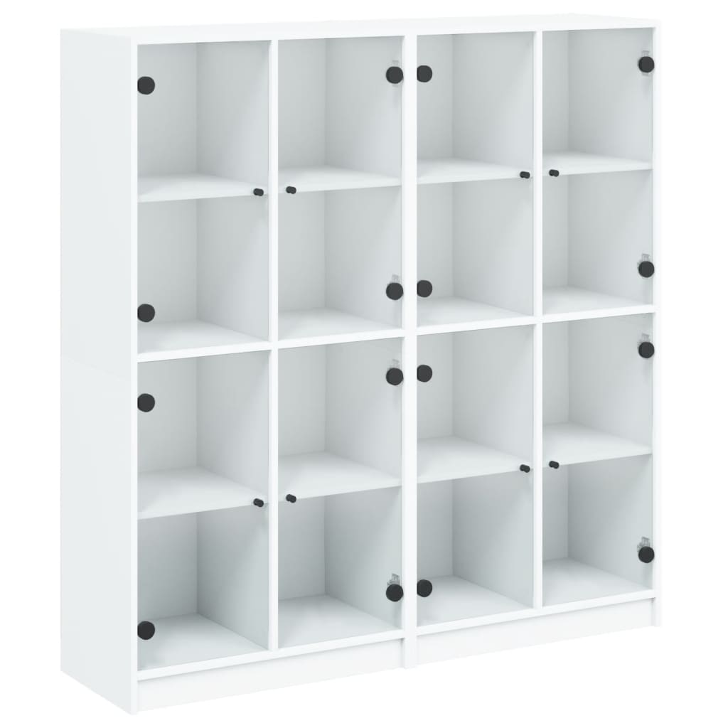vidaXL Bücherschrank mit Türen Weiß 136x37x142 cm Holzwerkstoff
