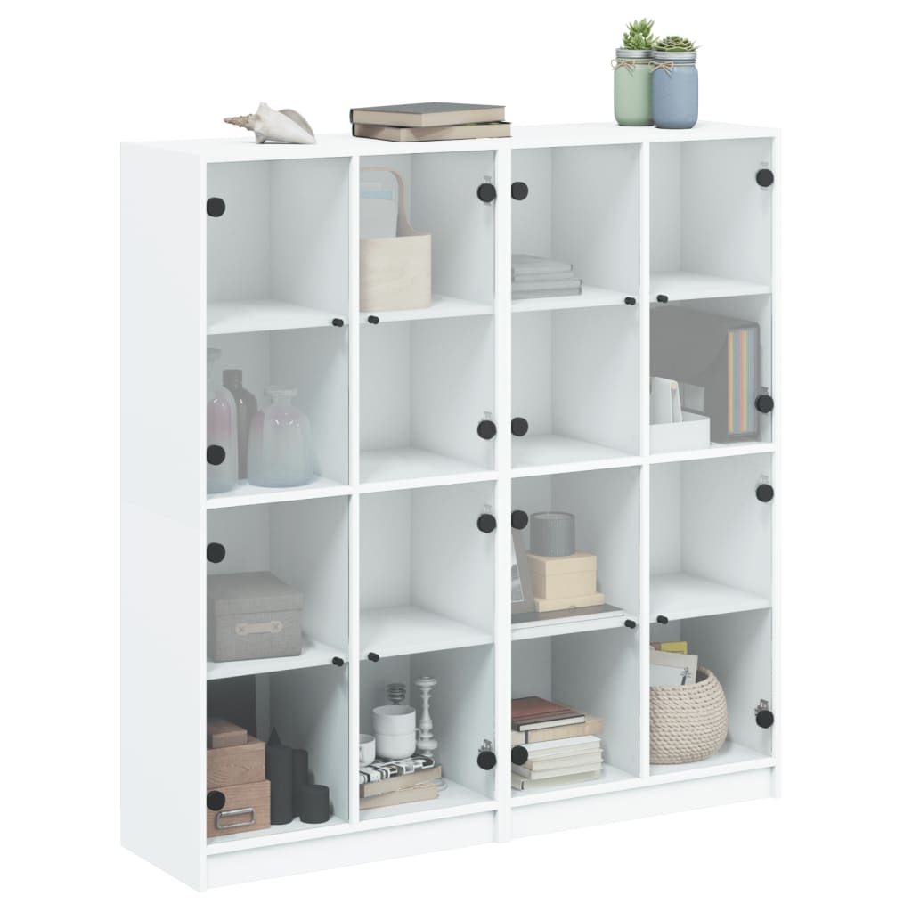 vidaXL Bücherschrank mit Türen Weiß 136x37x142 cm Holzwerkstoff