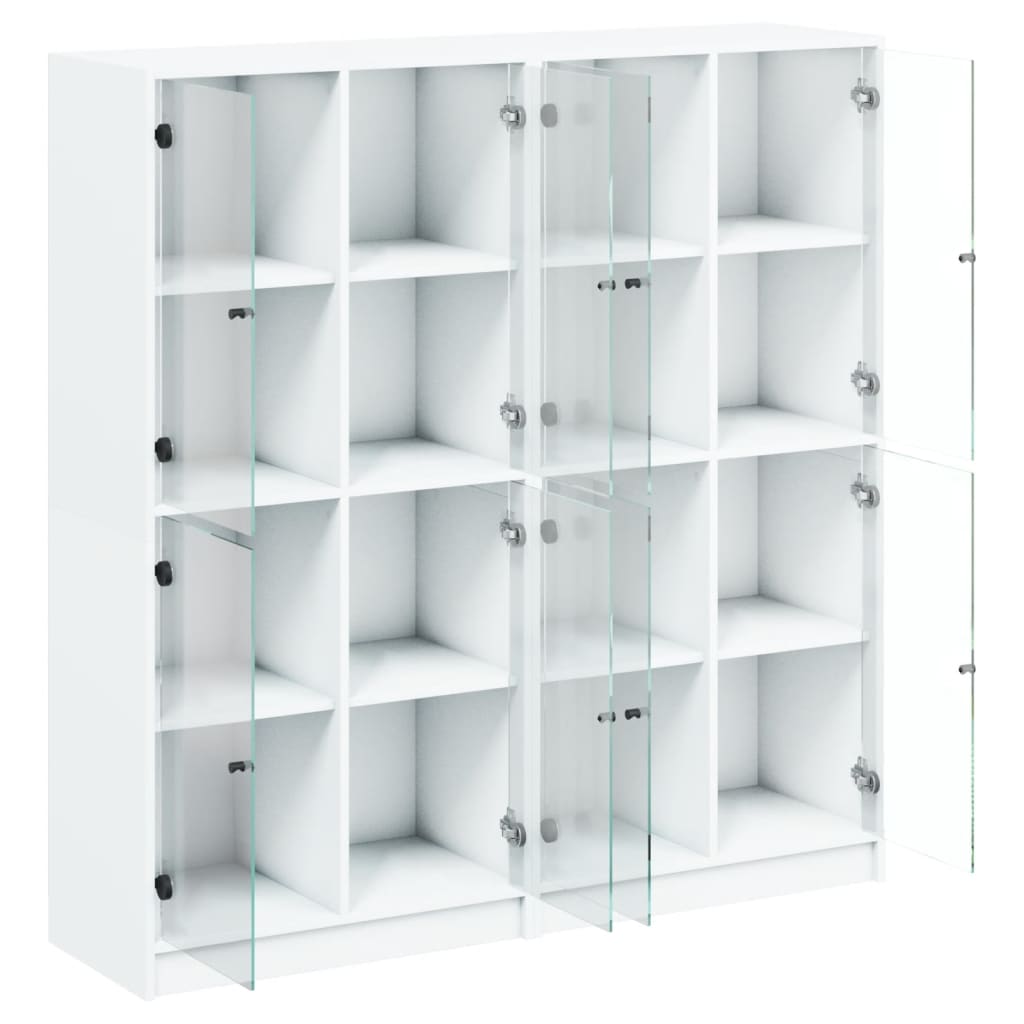 vidaXL Bücherschrank mit Türen Weiß 136x37x142 cm Holzwerkstoff
