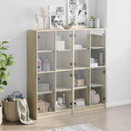 vidaXL Bücherschrank mit Türen Sonoma-Eiche 136x37x142cm Holzwerkstoff