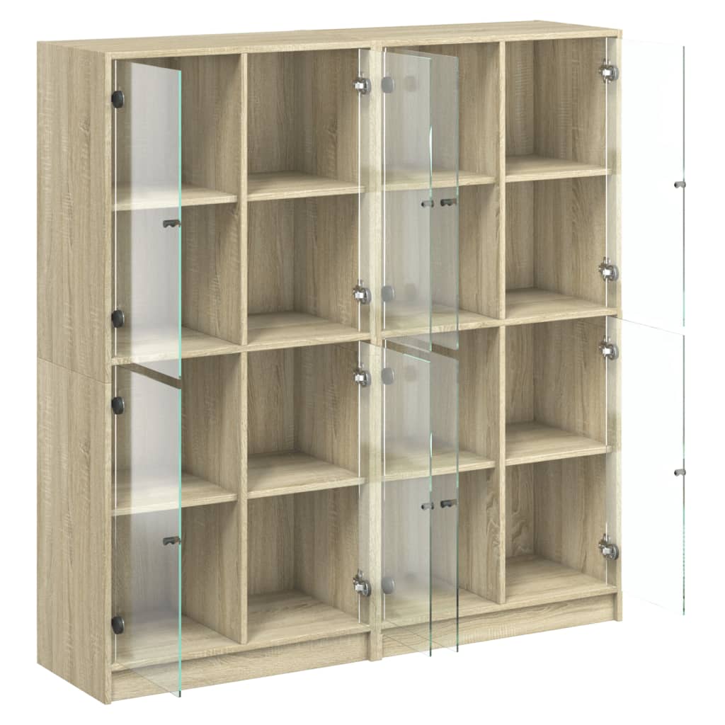 vidaXL Bücherschrank mit Türen Sonoma-Eiche 136x37x142cm Holzwerkstoff