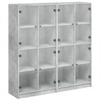 vidaXL Bücherschrank mit Türen Betongrau 136x37x142 cm Holzwerkstoff