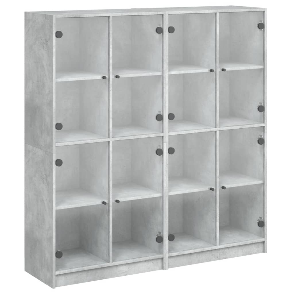 vidaXL Bücherschrank mit Türen Betongrau 136x37x142 cm Holzwerkstoff