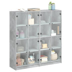 vidaXL Bücherschrank mit Türen Betongrau 136x37x142 cm Holzwerkstoff