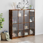 vidaXL Bücherschrank mit Türen Räuchereiche 136x37x142cm Holzwerkstoff