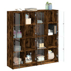 vidaXL Bücherschrank mit Türen Räuchereiche 136x37x142cm Holzwerkstoff