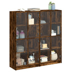 vidaXL Bücherschrank mit Türen Räuchereiche 136x37x142cm Holzwerkstoff