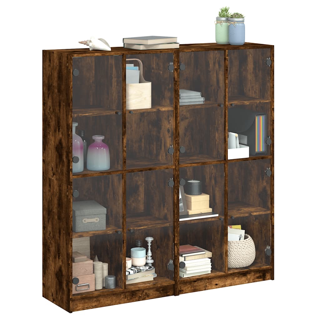 vidaXL Bücherschrank mit Türen Räuchereiche 136x37x142cm Holzwerkstoff