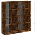 vidaXL Bücherschrank mit Türen Räuchereiche 136x37x142cm Holzwerkstoff