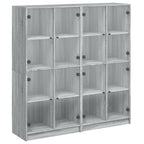 vidaXL Bücherschrank mit Türen Grau Sonoma 136x37x142 cm Holzwerkstoff